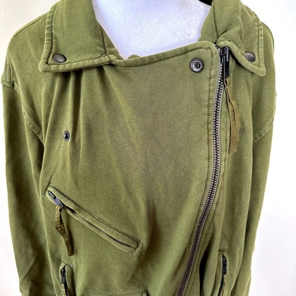 Free People Rebel Rebel Knit Moto Jacket Green SIze small - Picture 9 of 15